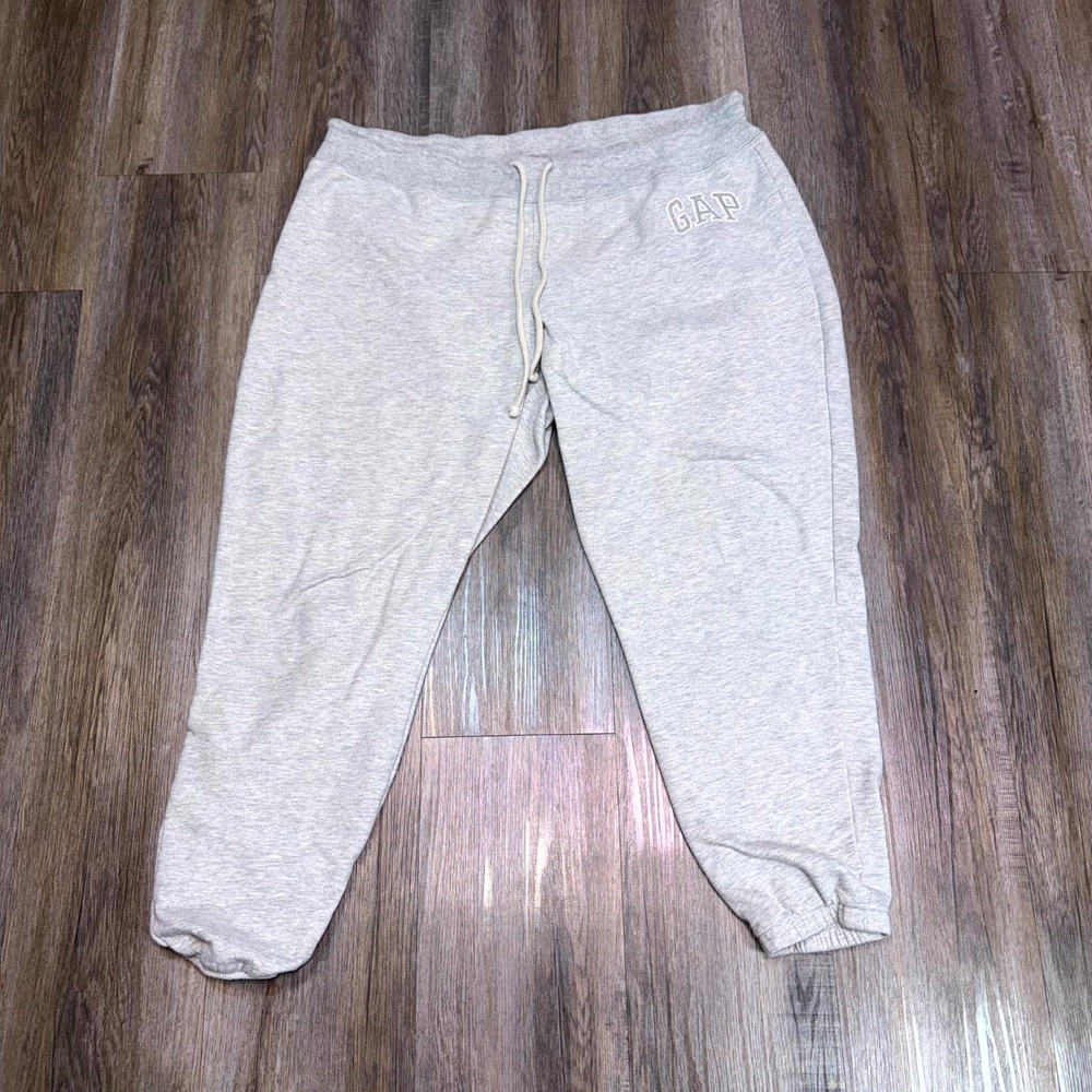 GAP Joggers Pants Womens XL Heather Gray Logo Fleece Lined Cotton Tapered Leg